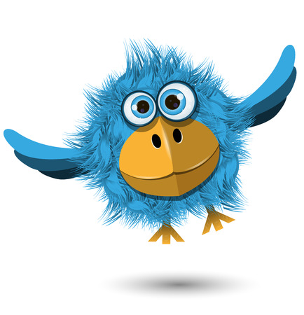 Illustration of a funny blue bird in flightのイラスト素材