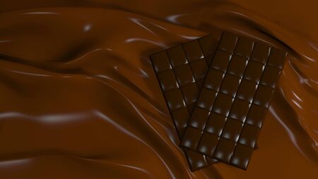 3D Illustration Abstract Chocolate Background with Glare