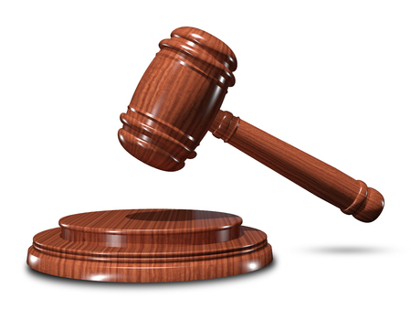 3D Illustration of the Hammer of Justice on a White Backgroundの写真素材