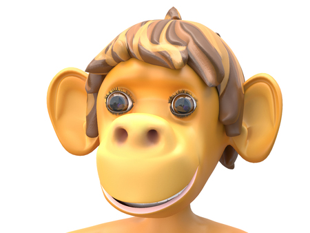 3D Illustration of a Surprised Monkey on White Backgroundの写真素材