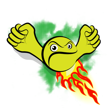 Stock Illustration Aggressive Tennis Ball on a White Backgroundのイラスト素材