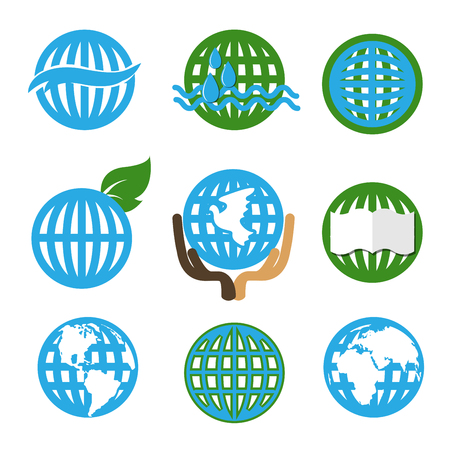 Illustration of abstract blue and green signs on a White Backgroundのイラスト素材