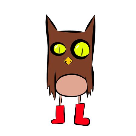 Stock Illustration Cartoon Owl in Red Shoes on a White Backgroundのイラスト素材