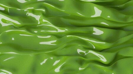 3D Illustration Green Abstraction Texture Wavy Materialの写真素材
