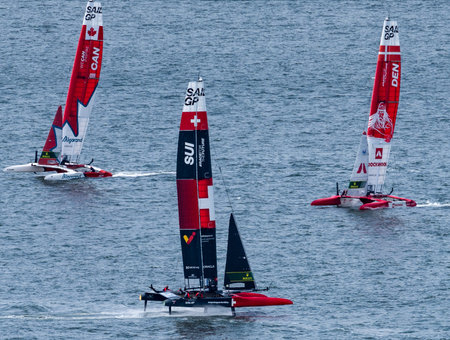 United States Grand Prix sailing race in San Francisco, Californiaの写真素材