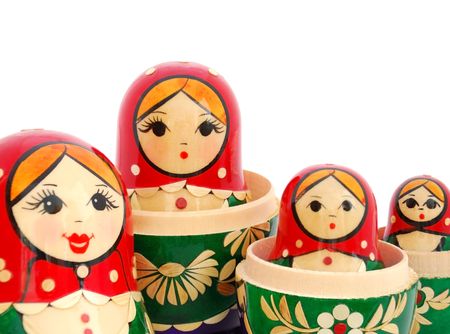 ian nested dolls family. White background.の写真素材
