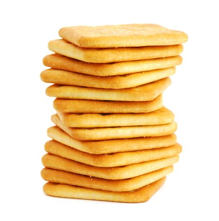 Stack of cracker isolated on white backgroundの写真素材
