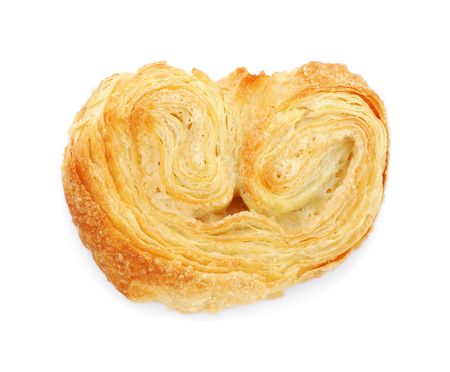 Sweet puff pastry on white backgroundの写真素材
