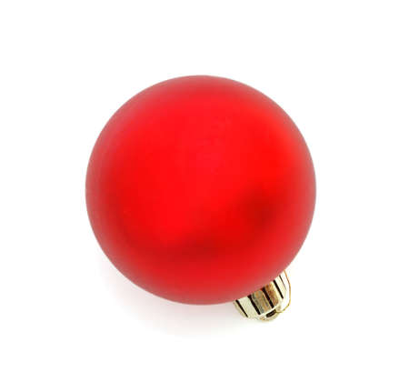 Red christmas ball isolated on white backgroundの写真素材
