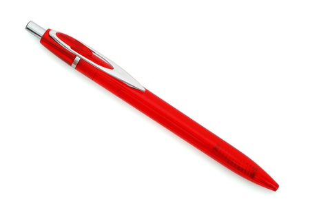 Red pen isolated on white backgroundの写真素材