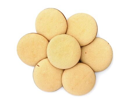 Pile of cookies isolated on white backgroundの写真素材