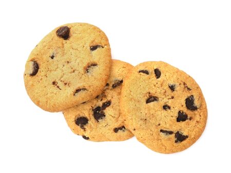 Cookies with chocolate on white backgroundの写真素材