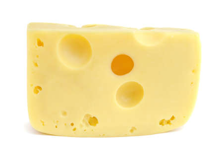 Piece of cheese isolated on white background の写真素材