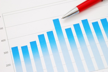 Financial report and red penの写真素材