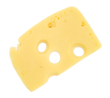 Slice of cheese isolated on white backgroundの写真素材