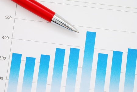 Financial report and red penの写真素材
