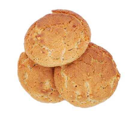 Three cookies isolated on white backgroundの写真素材