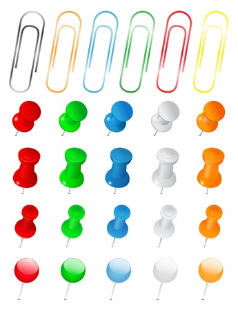 Set of Push Pins and Paper Clipsのイラスト素材