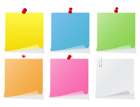 Set of colorful post-it notes with push pinsのイラスト素材