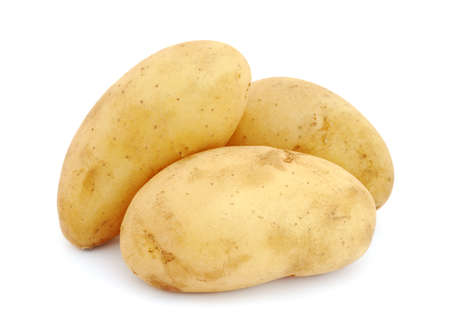 Potatoes isolated on white backgroundの写真素材