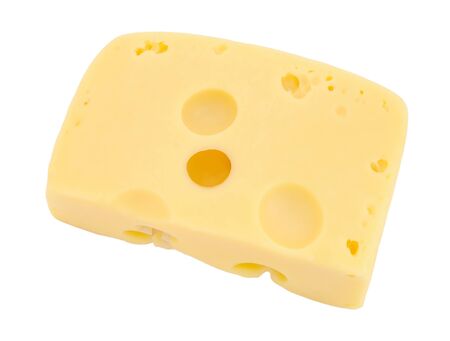 Piece of cheese isolated on white backgroundの写真素材