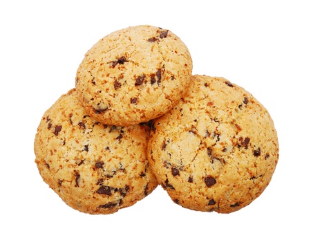 Chocolate cookies isolated on white backgroundの写真素材