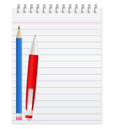Vector paper notebook with pen and pencilのイラスト素材