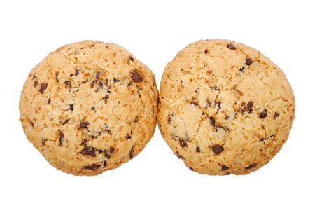 Cookies with chocolate isolated on white backgroundの写真素材