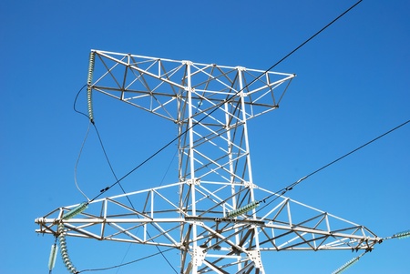 Power line on the sky backgroundの写真素材