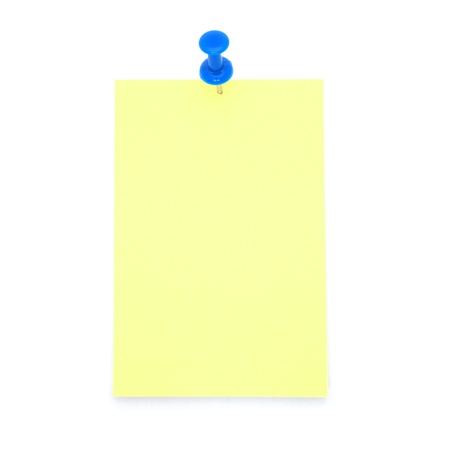 Blank yellow post-it note isolated on white backgroundの写真素材
