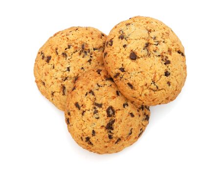 Cookies with chocolate isolated on white backgroundの写真素材