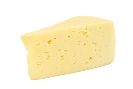 Piece of cheese isolated on white background の写真素材