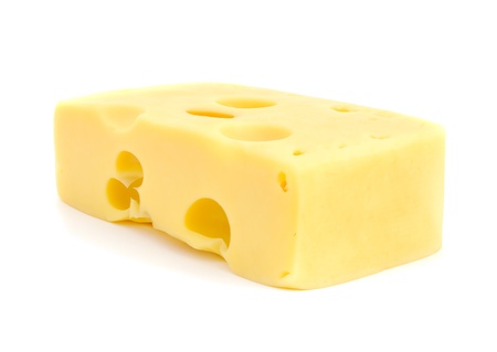 Piece of cheese isolated on white backgroundの写真素材