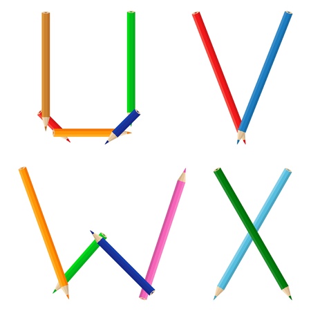 Alphabet made of colored pencilsのイラスト素材
