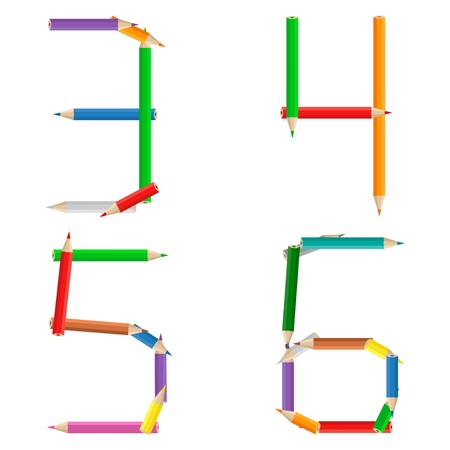 Numbers made of colored pencilsのイラスト素材