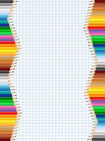 Background with colored pencils on squared paperのイラスト素材