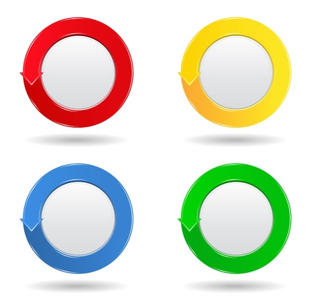 Set of four colorful round buttons with arrowのイラスト素材