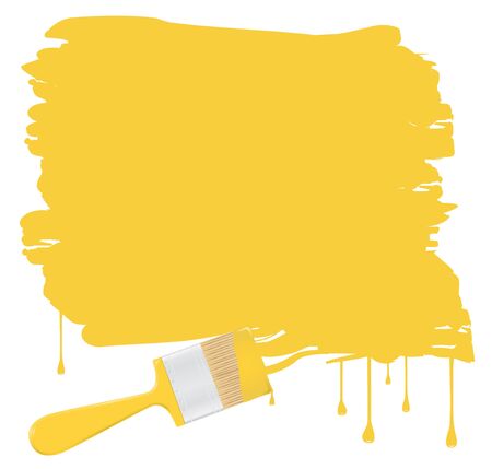 Vector background with yellow paintbrushのイラスト素材