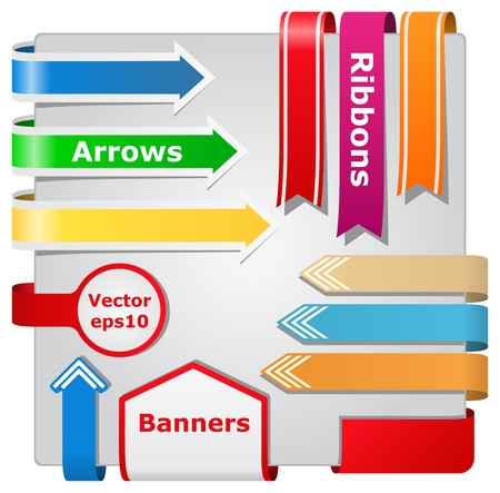arrows, ribbons and bannersのイラスト素材