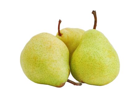 Three pears isolated on white backgroundの写真素材