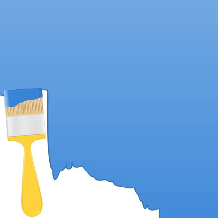 Vector blue background with yellow paintbrush のイラスト素材