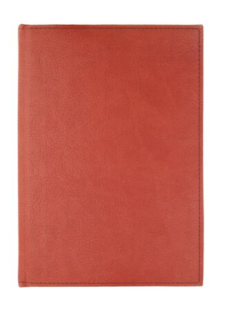 Brown leather notebook isolated on white background の写真素材