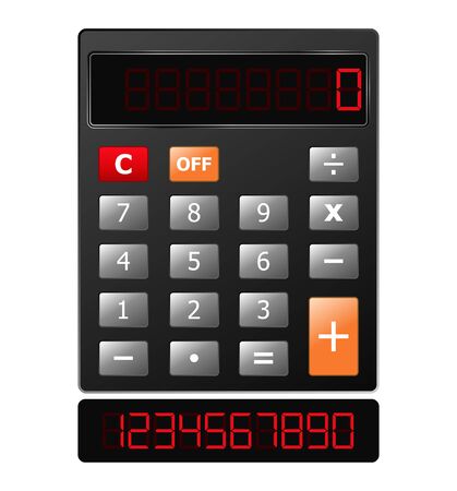 calculator with red digitsのイラスト素材