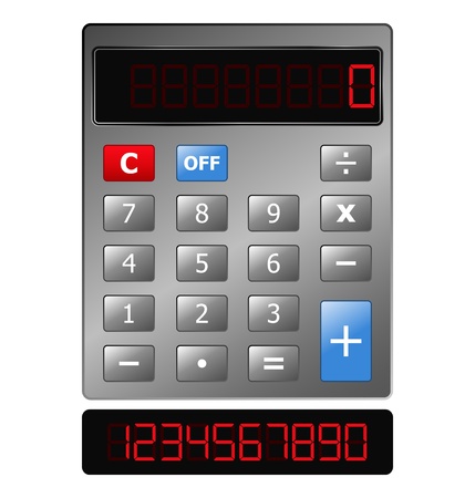 Metal Calculator with Red Digitsのイラスト素材