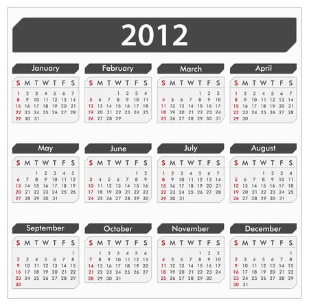 calendar for 2012 yearのイラスト素材
