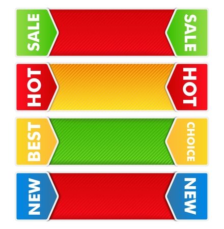 Vector set of striped banners with arrowsのイラスト素材