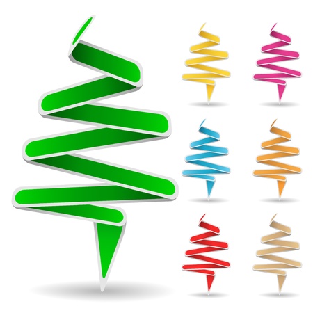 Vector set of origami christmas treesのイラスト素材