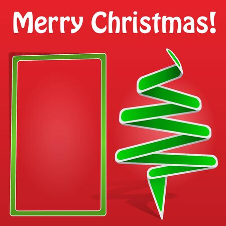 Christmas card with green origami treeのイラスト素材