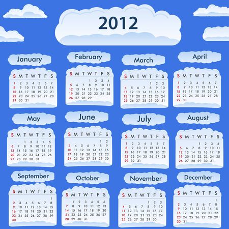 Vector calendar for 2012 year on the sky backgroundのイラスト素材