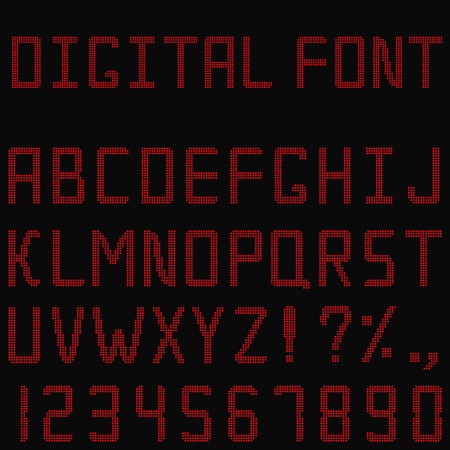 Vector Red Digital Fontのイラスト素材